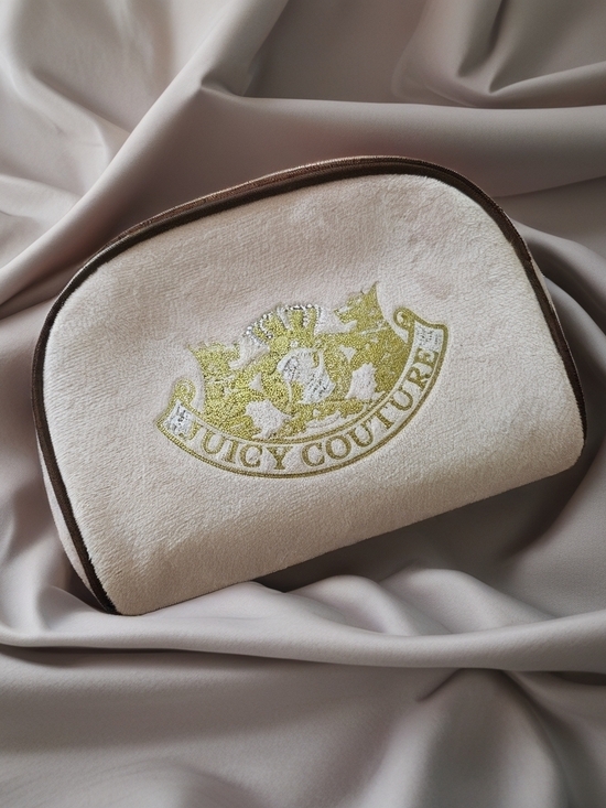 Juicy Couture Handbags - Juicy Couture Cream Velvet Makeup Pouch with Gold Crest